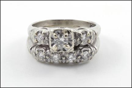 Vintage Diamond Wedding Set in 14K White Gold MAIN