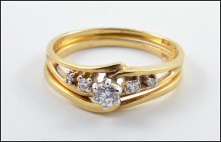 Diamond Wedding Set in 14K Yellow Gold LARGE