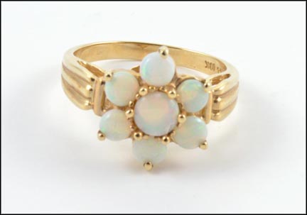 Opal Cluster Ring in 10K Yellow Gold LARGE