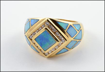 Opal Doublet Ring in 14K Yellow Gold LARGE