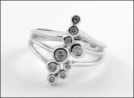Bezel Set Diamond Cluster Ring in 14K White Gold LARGE