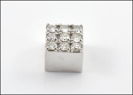 Square Diamond Pendant in 14K White Gold LARGE