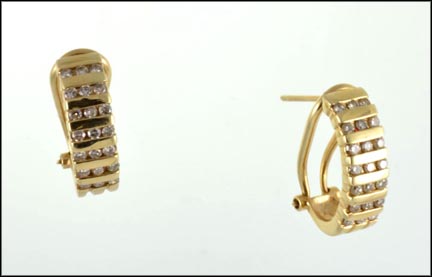 J Hoop Diamond Earrings in 14K Yellow Gold LARGE