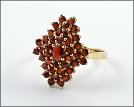 Garnet Cluster Ring in 10K Yellow Gold LARGE