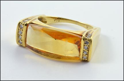 Cabochon Citrine Ring in 18K Yellow Gold LARGE