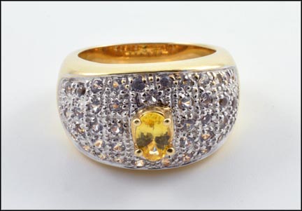 Sapphire Ring in 14K Yellow and White Gold LARGE