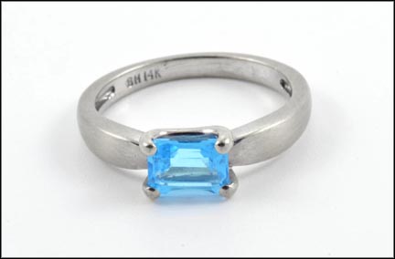 Blue Topaz Ring East-West in 14K White Gold LARGE
