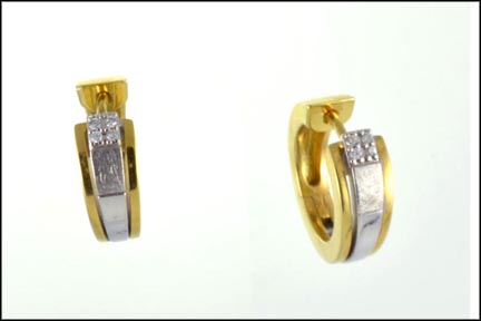 Diamond Huggie Earrings in 14K Two-Tone Gold MAIN
