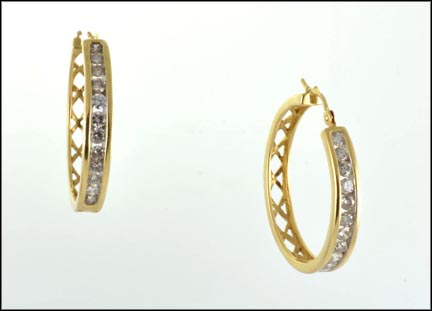 Diamond Hoop Earrings in 14K Yellow Gold MAIN