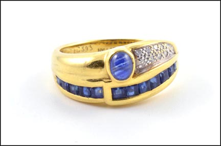 Sapphire and Diamond Band and Levian in 18K Yellow Gold MAIN