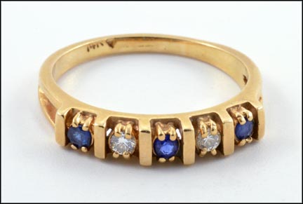 Sapphire and Diamond Band in 14K Yellow Gold MAIN