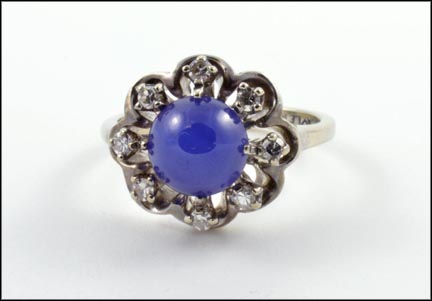 Linde' Star Sapphire and Diamond Ring in 14K White Gold MAIN