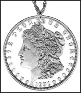 Morgan Dollar, with letters MAIN