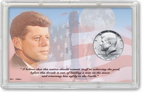 John F. Kennedy American Space Program Half Dollar Display LARGE