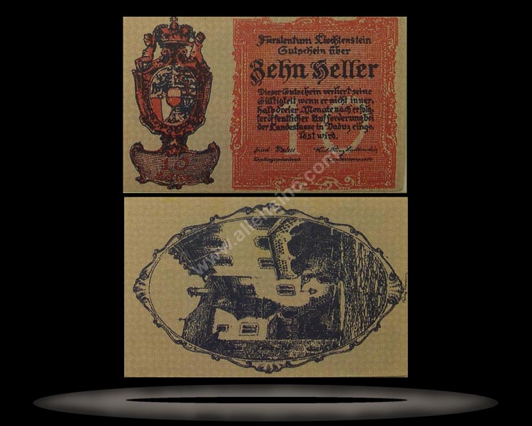 Liechtenstein Banknote, 10 Heller, ND (1920), P#1 MAIN