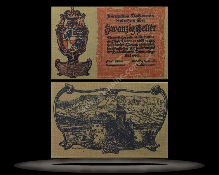 Liechtenstein Banknote, 20 Heller, ND (1920), P#2 MAIN