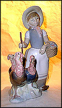 Little Girl With Turkeys, Lladro Figurine  #1180 MAIN