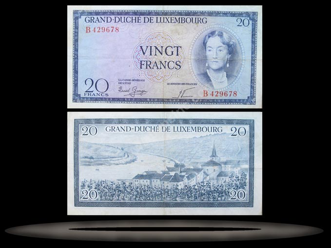Luxembourg Banknote, 20 Francs, ND (1955), P#49a MAIN