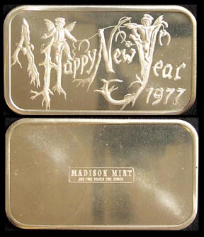 Happy New Year 1977' Art Bar by Madison Mint. MAIN