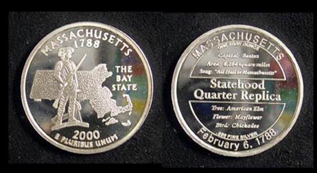 Massachusetts Quarter Replica' Art Bar. MAIN