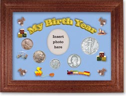 1936 My Birth Year Coin Gift Set with a blue background and cherry frame THUMBNAIL