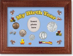 1937 My Birth Year Coin Gift Set with a blue background and cherry frame THUMBNAIL