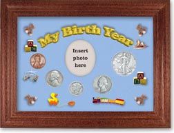 1938 My Birth Year Coin Gift Set with a blue background and cherry frame THUMBNAIL