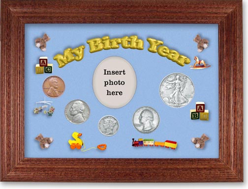 1939 My Birth Year Coin Gift Set with a blue background and cherry frame LARGE