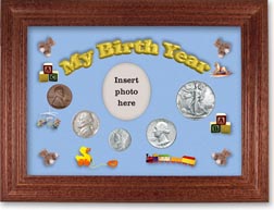 1941 My Birth Year Coin Gift Set with a blue background and cherry frame THUMBNAIL