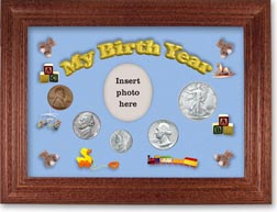 1944 My Birth Year Coin Gift Set with a blue background and cherry frame THUMBNAIL