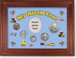 1953 My Birth Year Coin Gift Set with a blue background and cherry frame THUMBNAIL