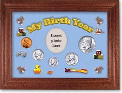 1964 My Birth Year Coin Gift Set with a blue background and cherry frame THUMBNAIL
