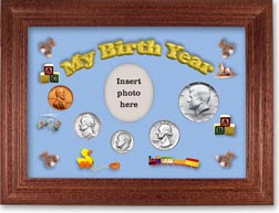 1969 My Birth Year Coin Gift Set with a blue background and cherry frame THUMBNAIL