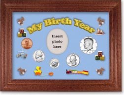 1973 My Birth Year Coin Gift Set with a blue background and cherry frame THUMBNAIL