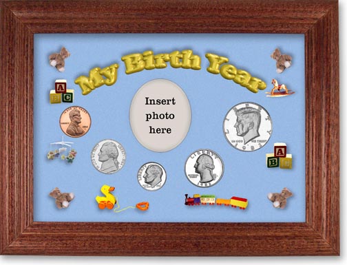 1982 My Birth Year Coin Gift Set with a blue background and cherry frame MAIN