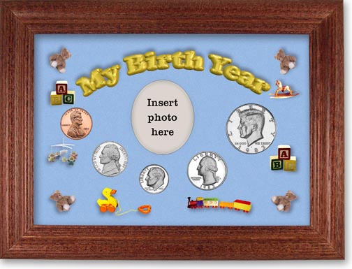 1983 My Birth Year Coin Gift Set with a blue background and cherry frame LARGE