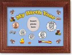 1983 My Birth Year Coin Gift Set with a blue background and cherry frame THUMBNAIL