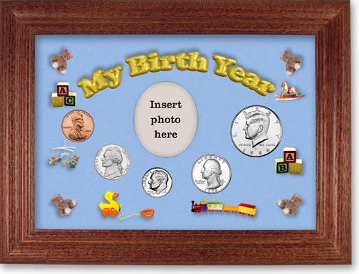 1998 My Birth Year Coin Gift Set with a blue background and cherry frame LARGE