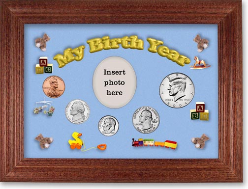 2004 My Birth Year Coin Gift Set with a blue background and cherry frame MAIN