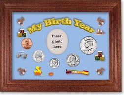 2004 My Birth Year Coin Gift Set with a blue background and cherry frame THUMBNAIL