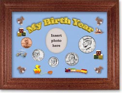 2008 My Birth Year Coin Gift Set with a blue background and cherry frame THUMBNAIL