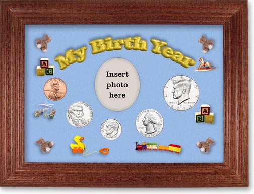 2013 My Birth Year Coin Gift Set with a blue background and cherry frame LARGE