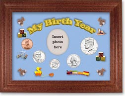 2013 My Birth Year Coin Gift Set with a blue background and cherry frame THUMBNAIL