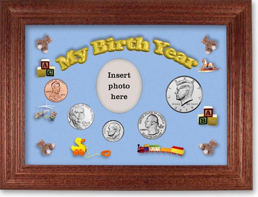 2019 My Birth Year Coin Gift Set with a blue background and cherry frame MAIN
