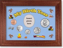 2019 My Birth Year Coin Gift Set with a blue background and cherry frame THUMBNAIL