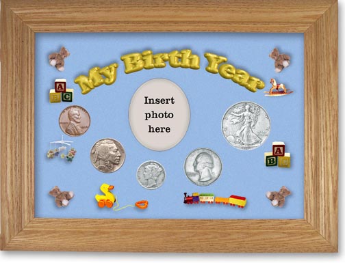 1936 My Birth Year Coin Gift Set with a blue background and wheat frame MAIN