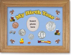 1939 My Birth Year Coin Gift Set with a blue background and wheat frame THUMBNAIL