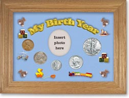 1940 My Birth Year Coin Gift Set with a blue background and wheat frame THUMBNAIL