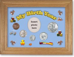 1941 My Birth Year Coin Gift Set with a blue background and wheat frame THUMBNAIL