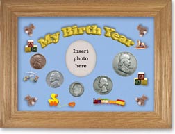 1949 My Birth Year Coin Gift Set with a blue background and wheat frame THUMBNAIL